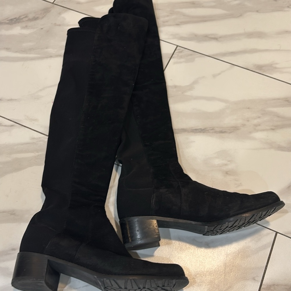 Stuart Weitzman 5050 Boots In Suede Size 6m Black… - image 2